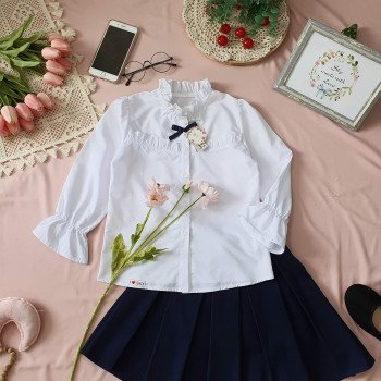 Áo sơ mi dài tay cổ bèo - size 6-10